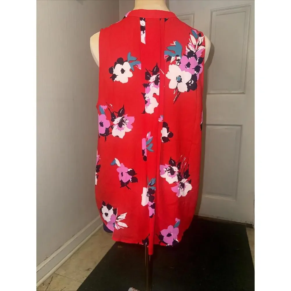41 Hawthorn Lexie Floral Sleeveless Blouse, Women's Size L - Red Multi